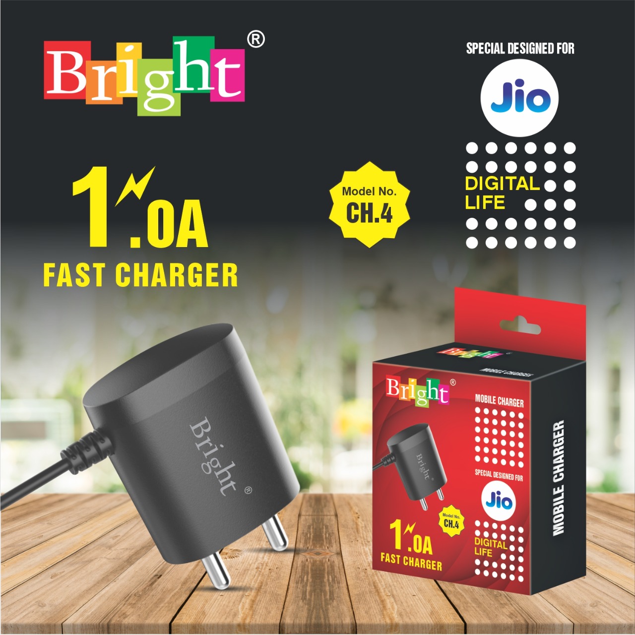 BRIGHT JIO Mobile Charger manufacturer in Delhi BRIGHT JIO Mobile